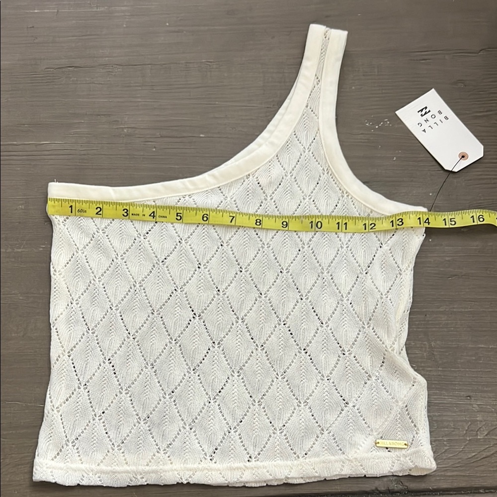 Billabong only you top Faded to white Lace crochet Women's Top one shoulder - Picture 7 of 8